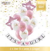 Geboorte Meisje Ballon Pakket - It's a Girl - Ballon Pakket + Diy Slinger - Luxe kraam ballonnen set van 13 Stuks - Oh Baby - It's a Girl - Diy geboorteslinger Meisje - Kraamfeest