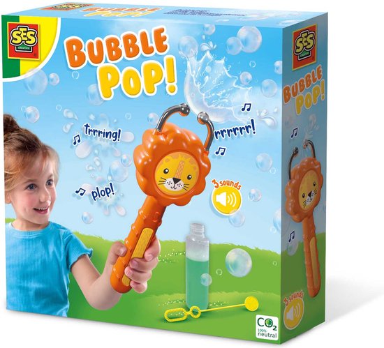 SES - Bubble pop ! - Lion - capteur de bulles - avec solution à bulles et  bâton