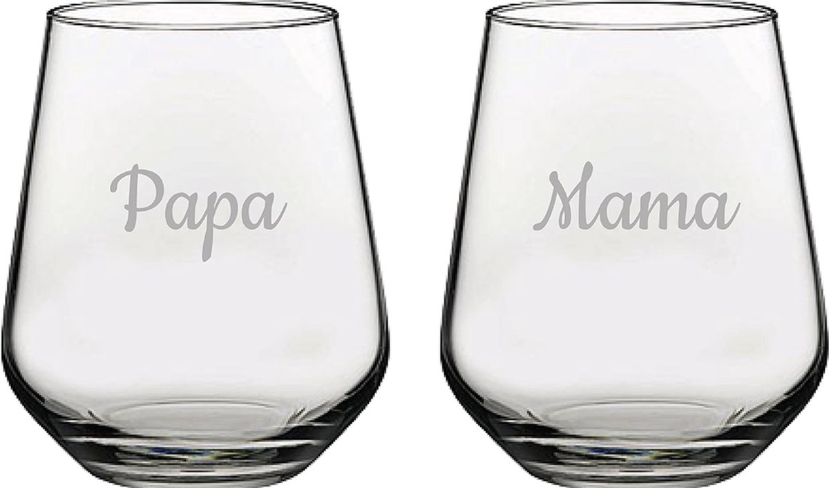 Gegraveerde Drinkglas 42,5cl Mama & Papa