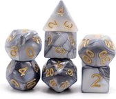 D&D dice set - DnD dobbelstenen set Black & Grey - Dungeons and Dragons dobbelstenen Inclusief velvet bewaarzakje