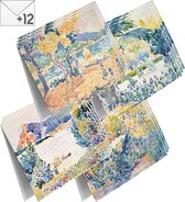 Wenskaarten set Franse aquarellen - 12 dubbele kaarten met enveloppen - zonder boodschap