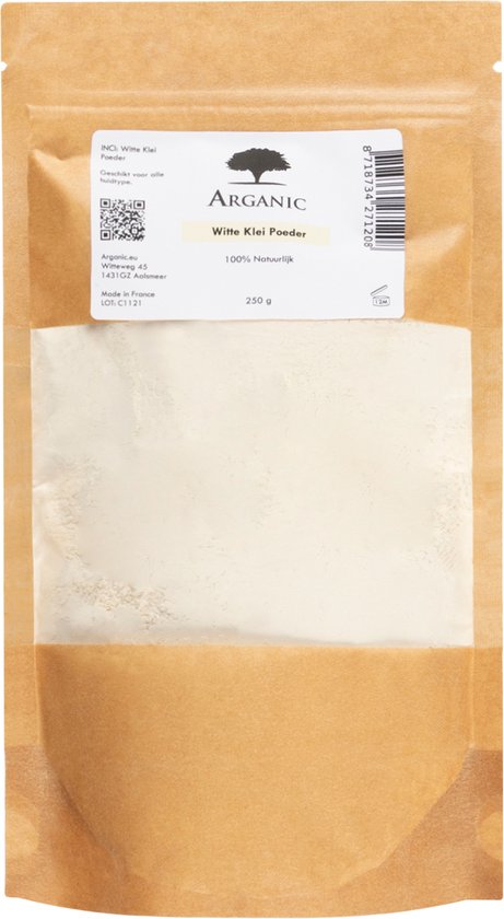 Witte kleipoeder voor milde huidverzorging