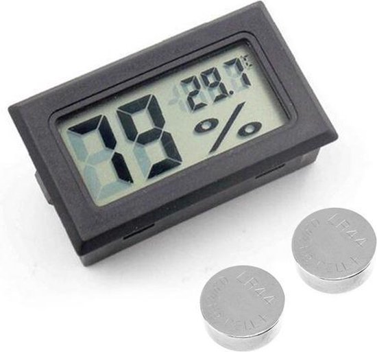 Foto: 2x professionele digitale hygrometer met batterijen zwart meet temperatuur voor buiten en binnen 2 in 1 hygrometer van heble 