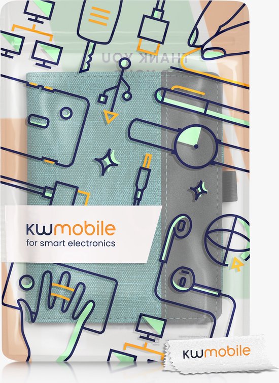 kwmobile hoes voor e-reader geschikt voor Kobo Aura Edition 1 - Cover met standaard in mintgroen / donkergrijs - Kunstleer van Merkloos — afbeelding 3