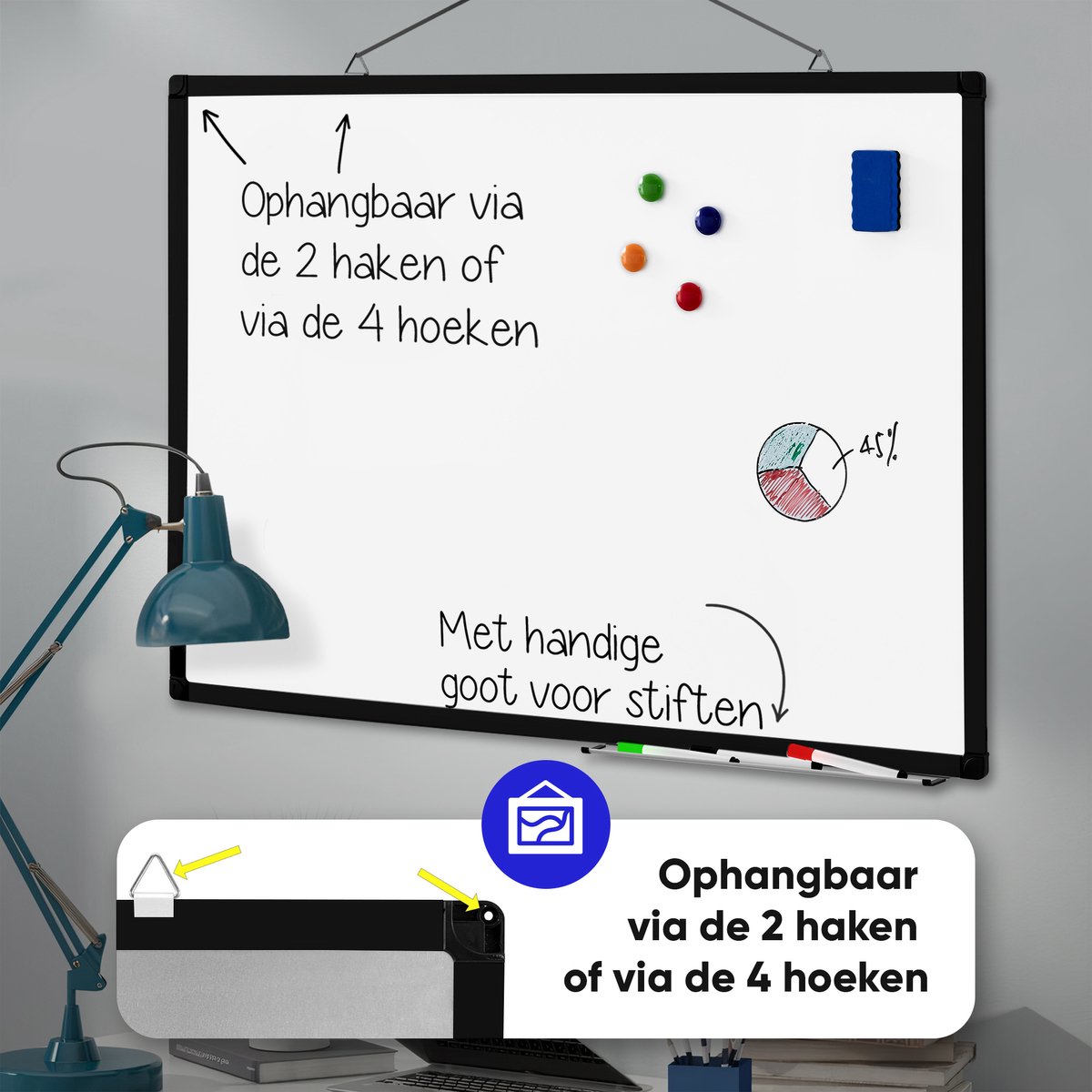 ACAZA Magnetisch Whiteboard - Weekplanner 60x90cm thumbnail 8