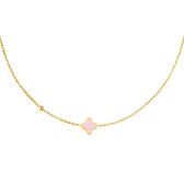 Cosmos Jewels - Wateproof roze met gouden klaver ketting van RVS