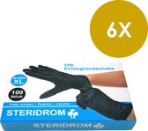 Steridrom Wegwerp Handschoenen - 6 x 100 Stuks - XL - Zwart