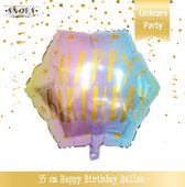 Eenhoorn Regenboog Ballon * Snoes 55 cm * Happy Birthday Ballon * Regenboog Verjaardag * Kinderfeestje * Happy Birthday * Verjaardag Decoratie *