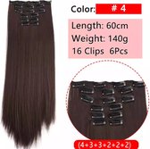 Synthetic Clip-In HairExtensions sets kleur 4 mediumbrown 140 gram