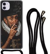 Étui avec cordon Convient pour iPhone 11 - Peinture - Cigarette - Maîtres anciens - Siliconen - Bandoulière - Coque arrière avec cordon - Étui de téléphone avec cordon - Étui avec cordon