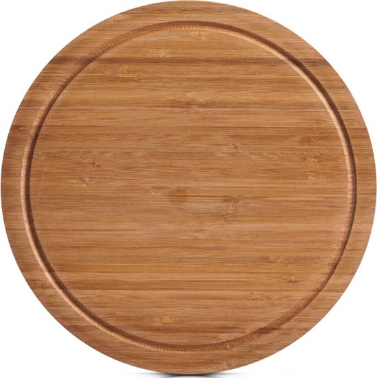 1x Planches à découper rondes en bois de bambou avec sapgroef 25cm - Zeller - Fournitures de cuisine - Matériel de cuisine - Planches à découper/ planches de service - Planches à pain en bois - Planches à découper en bois