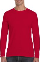 Basic heren t-shirt rood met lange mouwen - Herenkleding - herenshirt met lange mouw XL