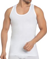 Maillot de corps homme - Tissu côtelé - Wit - 100% Katoen - Débardeur homme - Mouwloos - Sous-vêtement homme - Col rond - Taille - XL