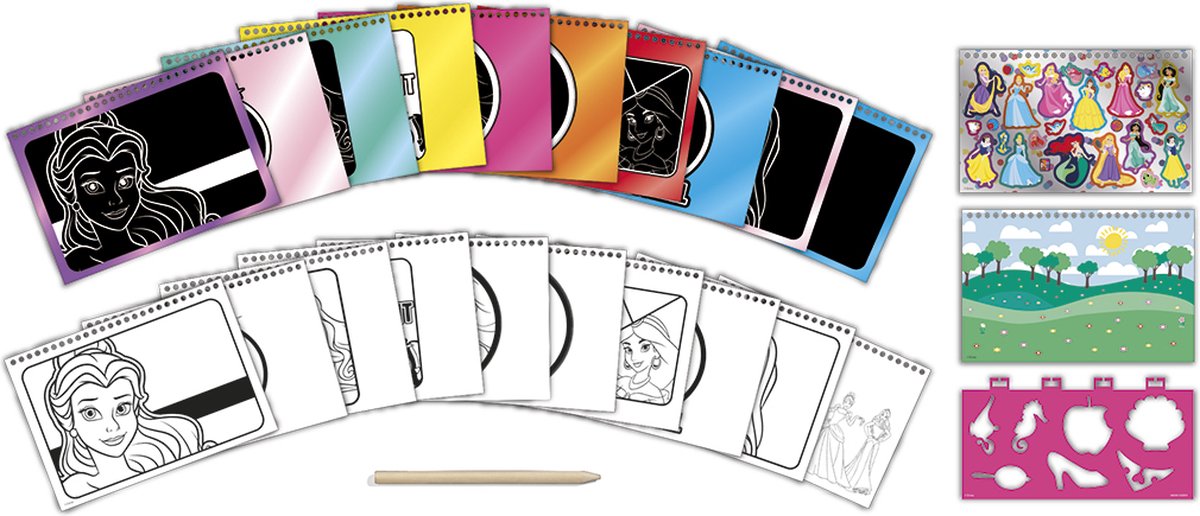 Disney Princess Totum vakantieboek doeboek prinsessen kraskaarten en kleurboek | scratch art en kleurplaten 25-delig harde kaft | speelgoed meisjes vanaf 3 jaar — afbeelding 14