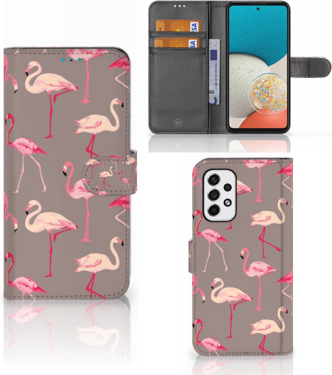 Samsung Galaxy A53 Telefoonhoesje met Pasjes Flamingo