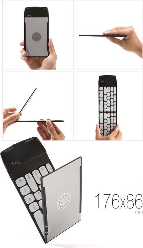 Wekey Draadloos Toetsenbord - Universeel inklapbaar toetsenboord - Wireless keyboard - Pocket size - Zwart