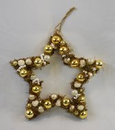Kerstkrans, krans, ster, goud/wit, 26 x 26 cm