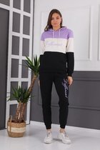 Different - Dames Trainingspak- Sport Kleding- Tracksuit- Joggingpak- Huispak- 2- Delig- Magenta, wit, zwart- Maat L