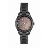 Lee Cooper LC06878.660 - Horloge - Analoog - Dames - Vrouwen - stalen band - Zwart - Rosékleurig