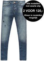Cars Jeans - Heren Jeans - Lengte 36 - Super Skinny - Damged Look - Stretch - Aron - Dark Used