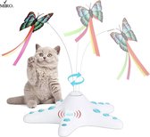 MIRO Zeester Katten & Kittens Speelgoed - Roterend - 2 Verschillende Vlinders - Met Slimme Sensor -  Antislip Onderkant - Aan & Uit Knop