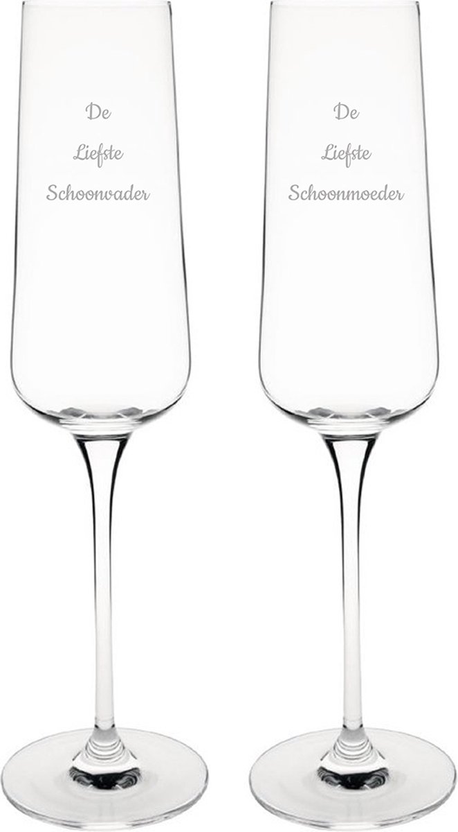 Gegraveerde Champagneglas 27cl De Liefste Schoonvader-De Liefste Schoonmoeder