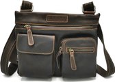 Hütmann Leren Crossbody Tas - Donkerbruin - Optimaal formaat - b27cm x h22cm x d3cm - Supercomfortabel om te dragen - Slim ontwerp - Soepel en Sterk Leer