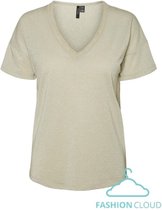 VERO MODA  Annika S/S V-Neck Lurex Top Birch GOUD M