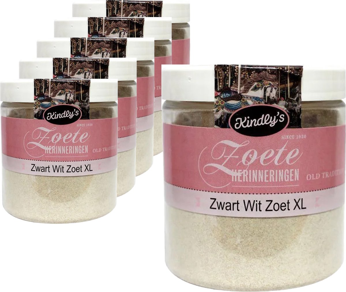 6 Potten Zwart/Wit Zoet Jumbo á 150 gram - Voordeelverpakking Snoepgoed