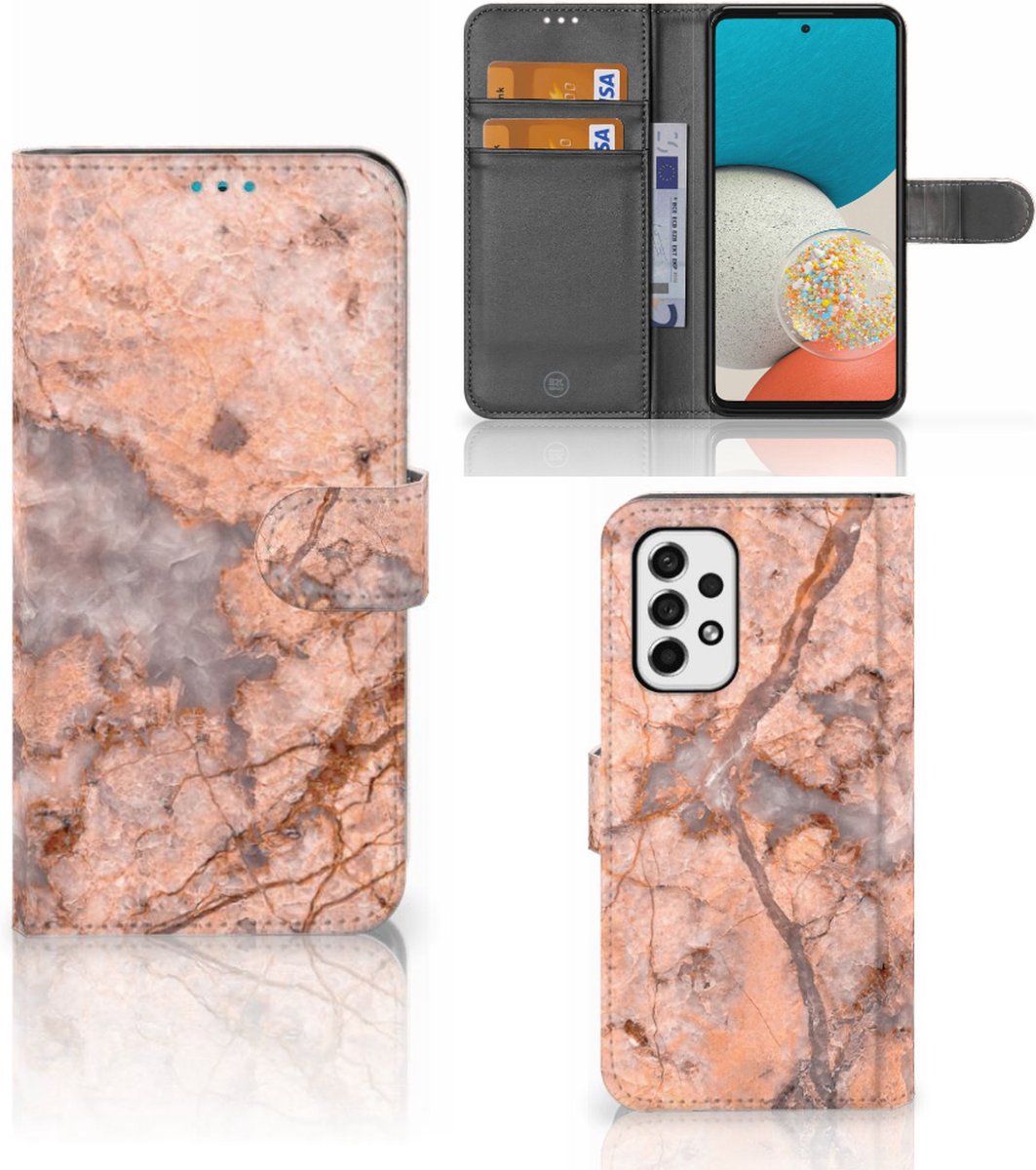 Samsung Galaxy A53 Bookcase Marmer Oranje