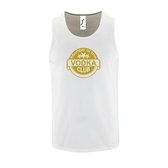 Witte Tanktop sportshirt met "Member of the Vodka club" Print Goud Size M