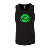 Zwarte Tanktop sportshirt met "Member of the Vodka club" Print Neon Groen Size S