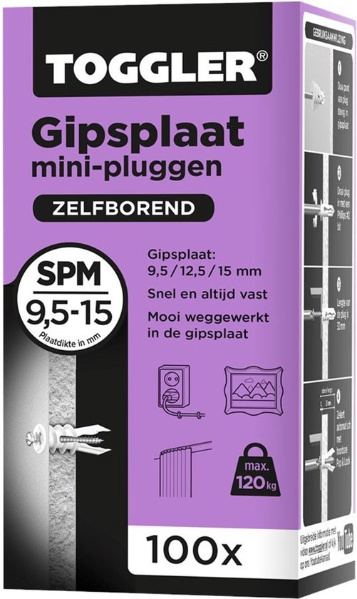 Gipsplaatplug Spm Zelfborend Voor Gipsplaat 9.5-15Mm
