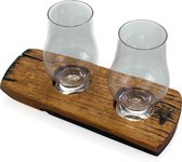Support Vintage et deux verres à whisky Glencairn - Support fabriqué en Ecosse à partir de vieux fûts de whisky