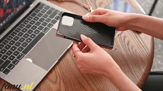 Geschikt Voor iPhone 12/12 Pro Hoesje Met Koord - Solidenz Portemonnee Hoes - Telefoonhoesje Met Koord - Wallet Case - Cover Hoes Met Koordje - Backcover Met Koord - Rosegoud