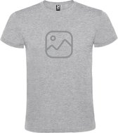 Grijs  T shirt met  " Geen foto icon " print Zilver size XS
