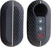 Siliconen Sleutelcover SPORT - Witte Details - Zwart Sleutelhoesje voor Fiat 500 / 500L / 500X / 500C / Panda / Punto / Stilo - Sleutel Hoesje Keycover - Fiat Auto Accessoires