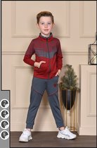 Trainingspak / Sportset - Sportvest & Broek - 110/116 - Jongens Strepen Rood