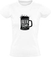 Beer Time | Dames T-shirt | Wit | Bier Tijd | Bierpul | Beker | Borrel | Feest | Zuipen | Oktoberfeest | Carnaval