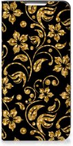 Bookcase Cadeau voor Oma Geschikt voor Samsung Galaxy S22 Telefoonhoesje Gouden Bloemen