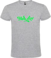 Grijs  T shirt met  "Bad Boys" print Neon Groen size M