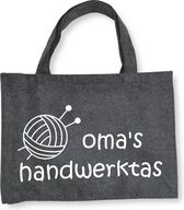 Oma's Handwerktas - Antraciet Vilten Tas A3 Met Drukknoop - Cadeautje Voor Oma - Vilten Shopper - Antraciet Vilten Tas Met Hengsels En Sluiting A3 Formaat