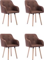 vidaXL Eetkamerstoelen 4 st stof bruin