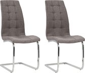 vidaXL Eetkamerstoelen 2 st stof taupe