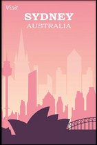 Walljar - Australië Sydney Skyline - Muurdecoratie - Poster met lijst