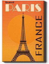 Walljar - Paris Vintage Travel - Muurdecoratie - Canvas schilderij