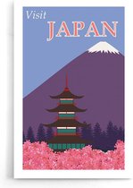 Walljar - Japan Roze Tempel - Muurdecoratie - Poster