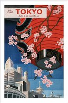 Walljar - Tokyo Lampion - Muurdecoratie - Poster met lijst