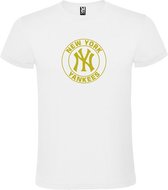Wit T-shirt ‘New York Yankees’ Goud Maat S