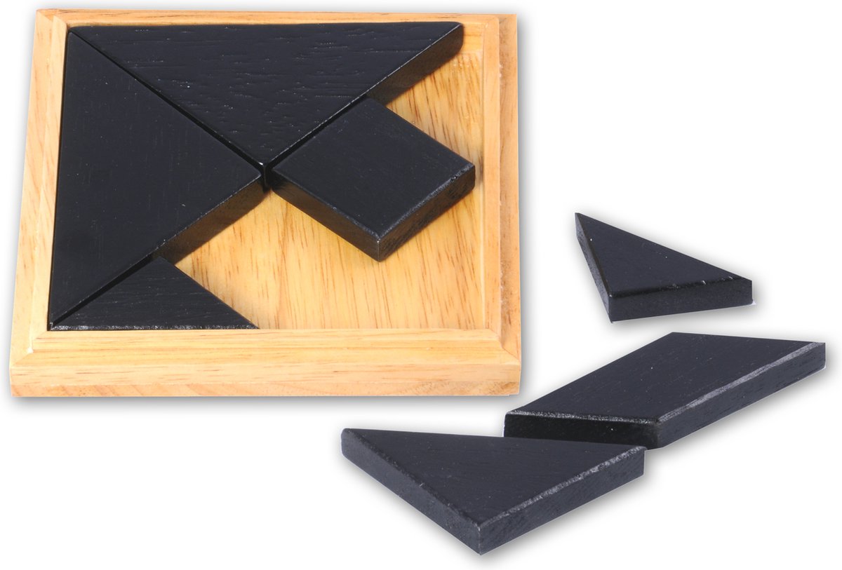 Tangram - Blank Hout - Rubberhout - Inclusief Voorbeelden en Oplossingen - Doosje - 13 x 13 cm - Engelhart — afbeelding 3